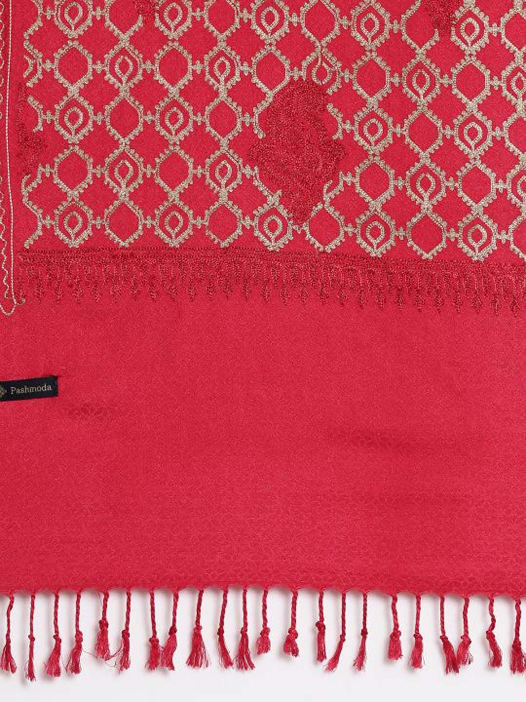 Dhiyona PA Women Pink Embroidered Shawl