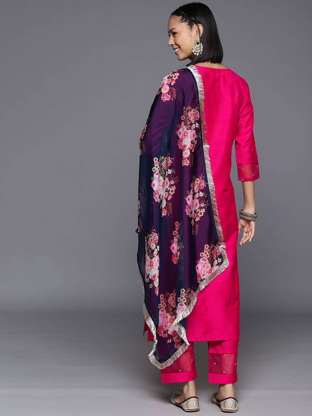 Dhiyona VA Women's Yoke Design Regular Sequinned Kurta with Trousers & With Dupatta