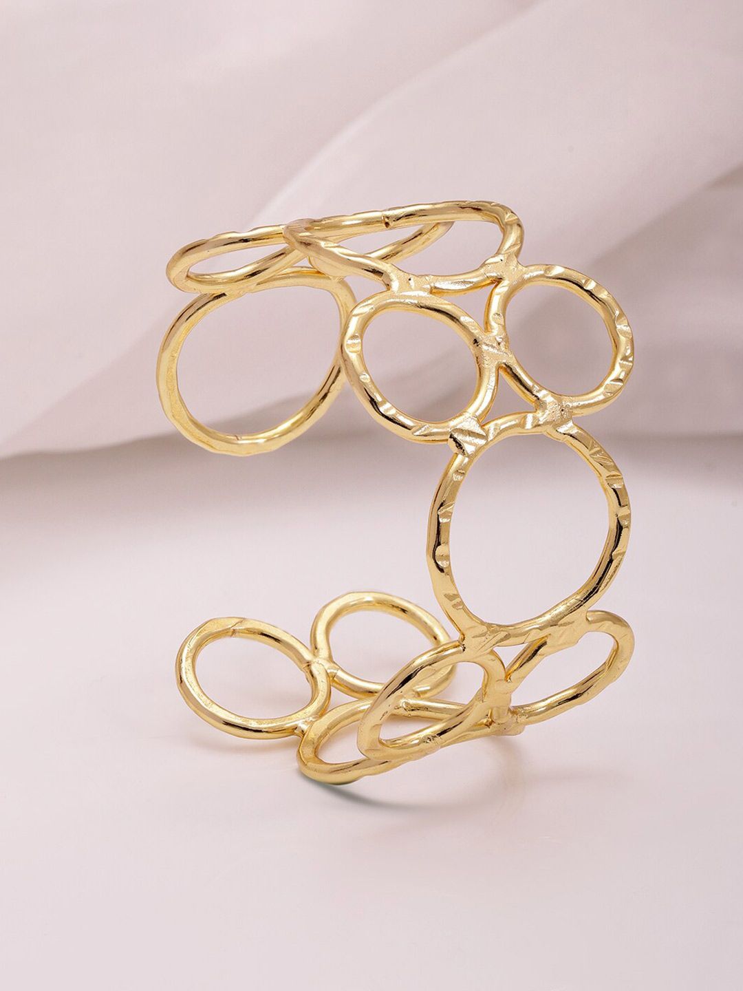 Dhiyona RJ Women's 18K Gold Plated Stylish and Circle Floral Design Cuff Bracelet