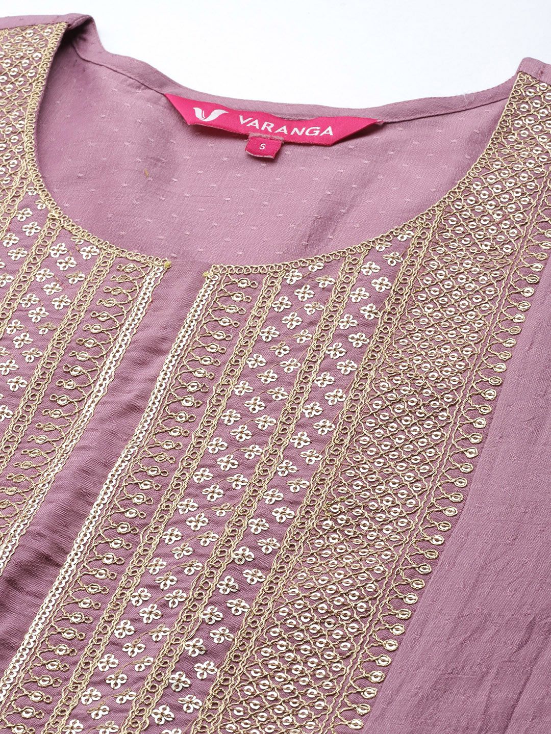Dhiyona VA Women's Mauve Ethnic Motifs Embroidered Kurta with Trousers & Dupatta