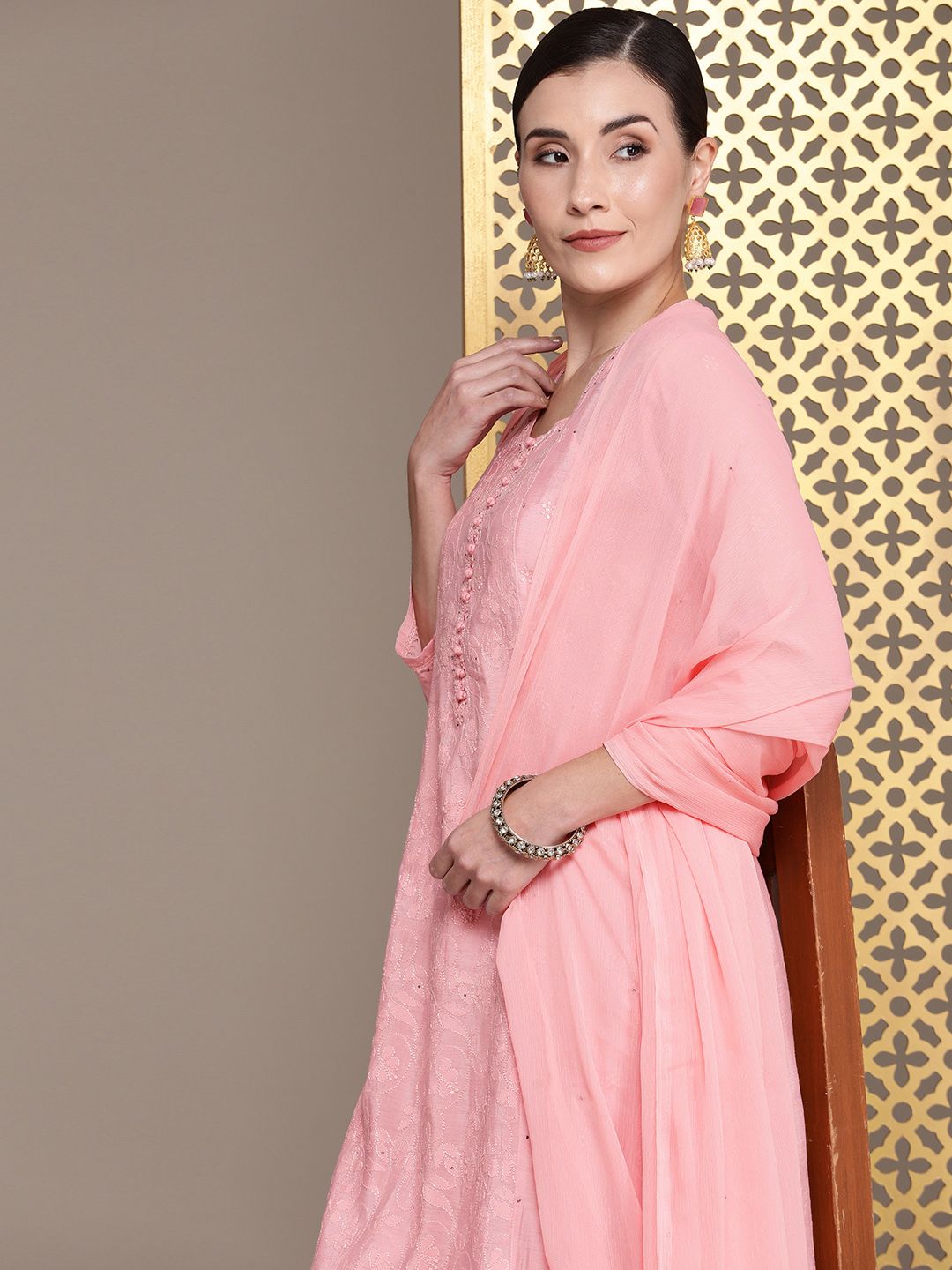 Dhiyona PD Women Ethnic Motifs Embroidered Jashn Kurta with Palazzos & Dupatta