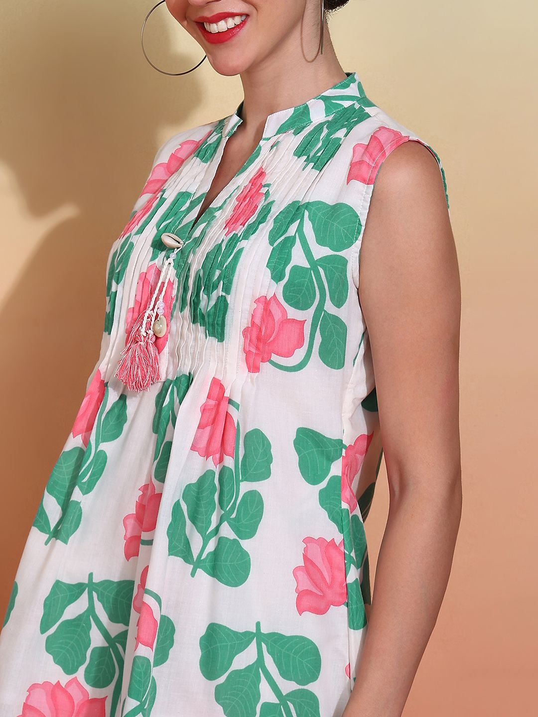 Dhiyona SN Women's Printed Pure Cotton Kurti With Trousers