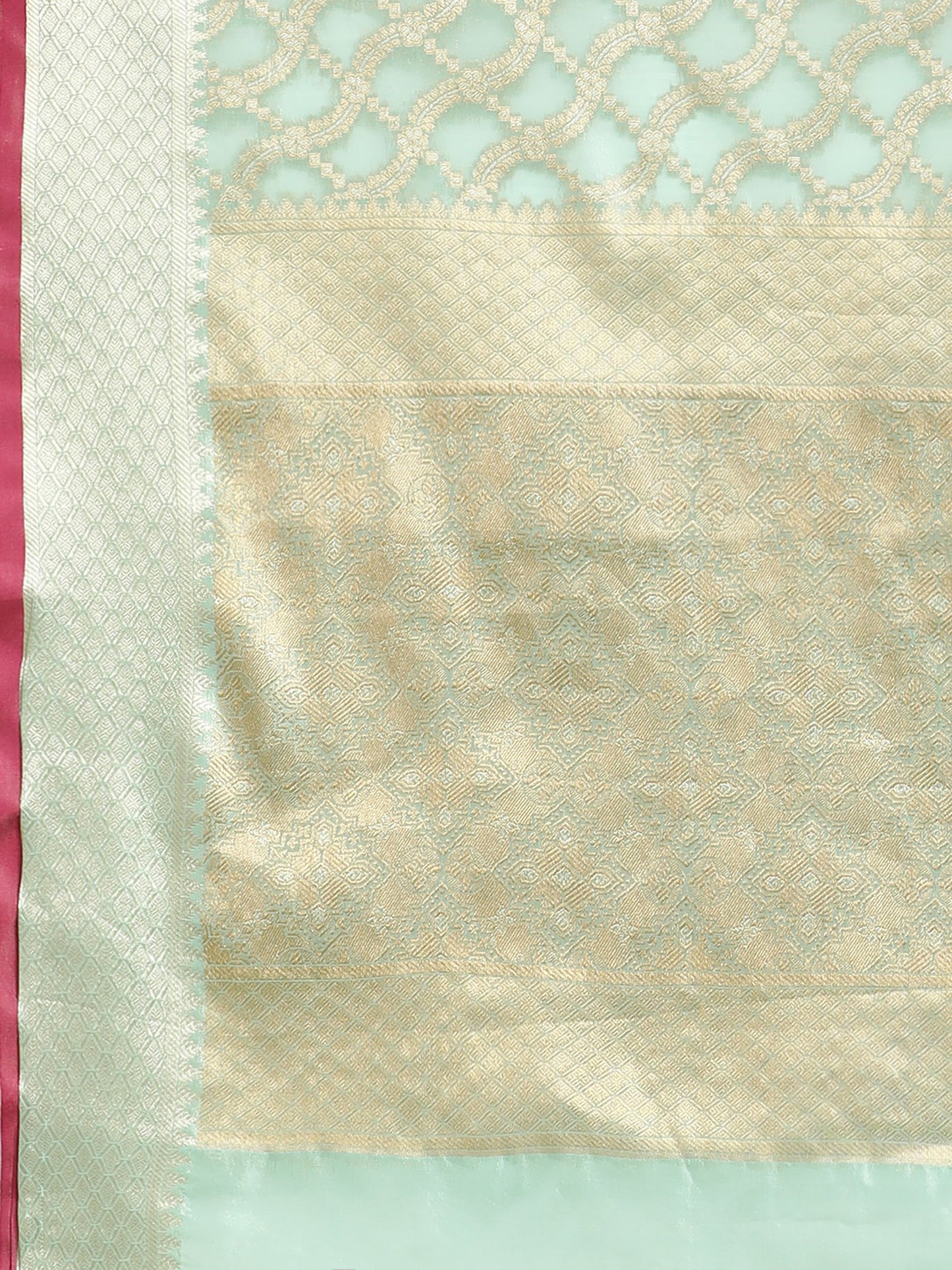 Women's Silk Blend Sea Green Woven Design Designer Saree With Blouse Piece