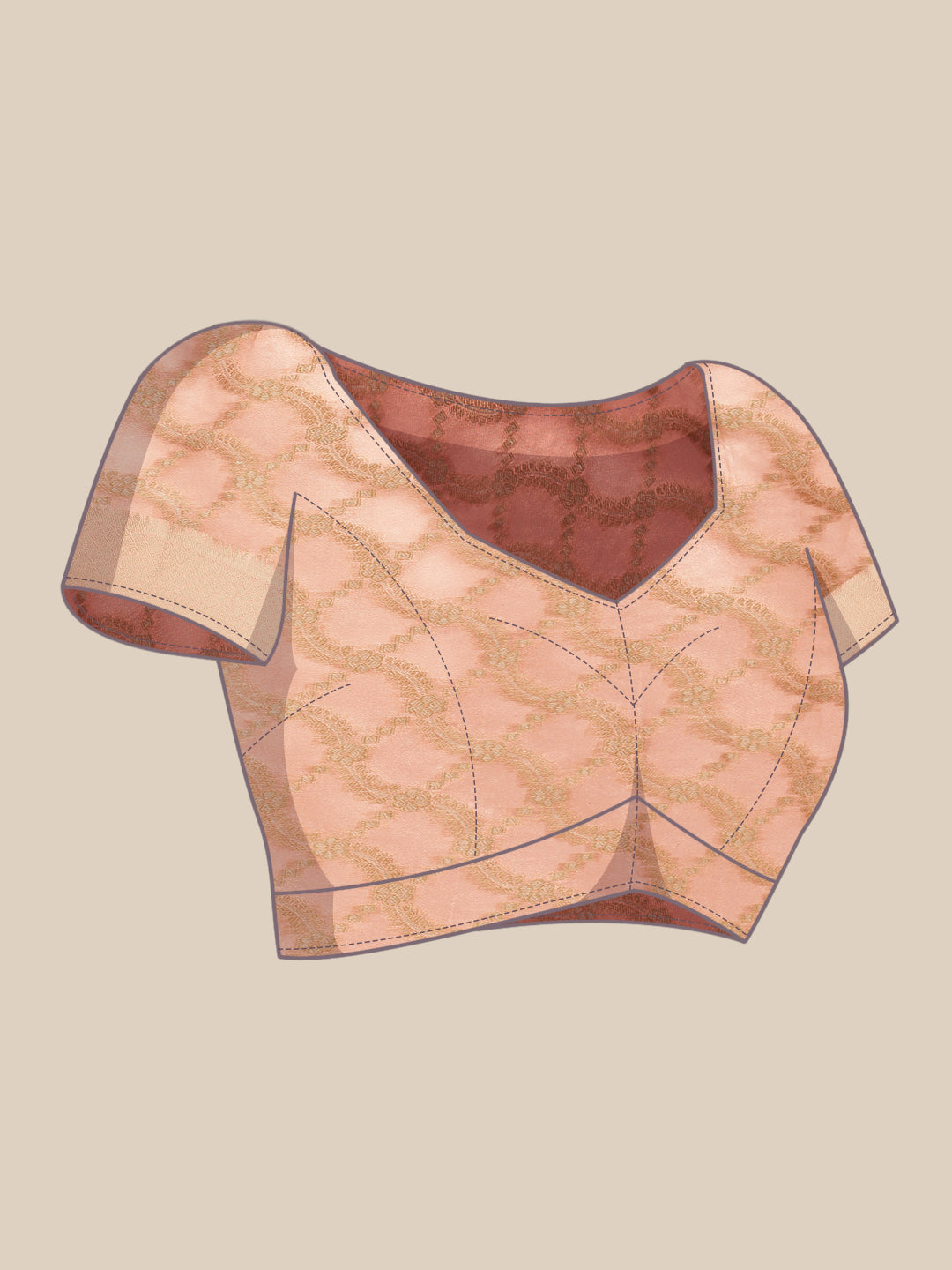 Women's Silk Blend Peach Woven Design Designer Saree With Blouse Piece