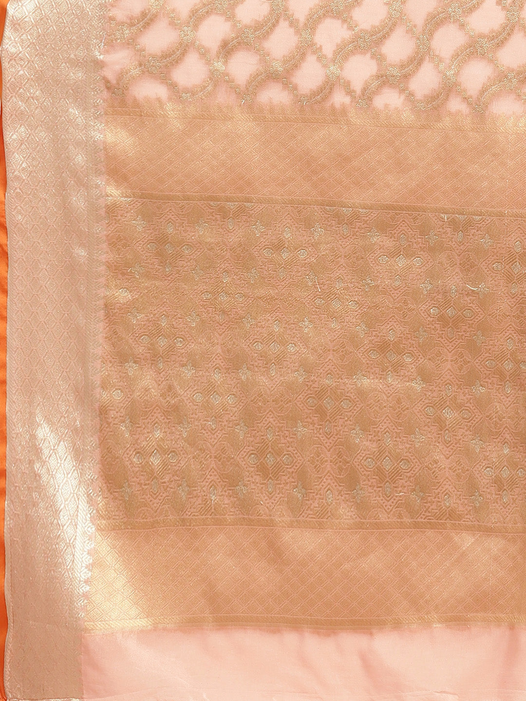 Women's Silk Blend Peach Woven Design Designer Saree With Blouse Piece
