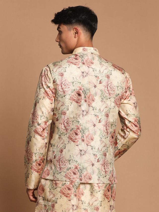 Men's Brown Silk Blend Straight Nehru Jacket