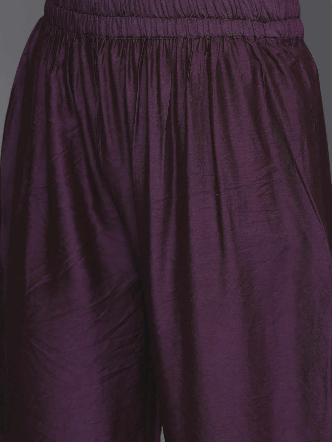 Dhiyona VR Women's Violet Spaghetti Strap Anarkali Kurta Paired With Tonal Bottom And Tonal Solid Dupatta