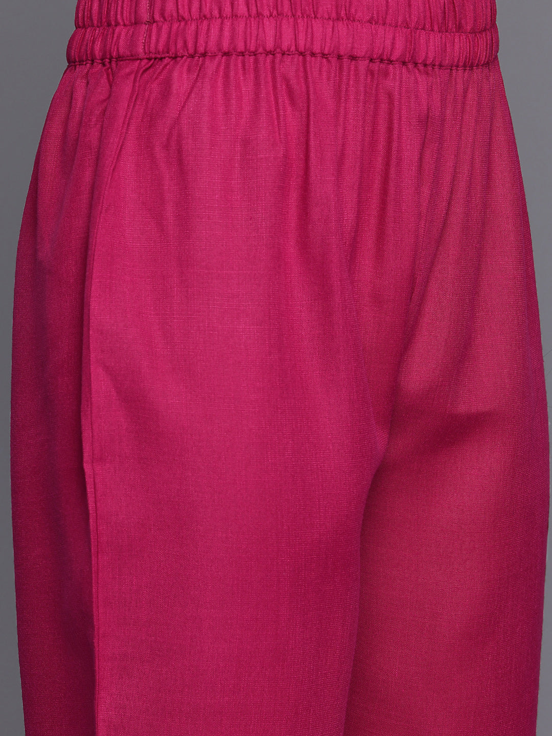 Dhiyona VR Women's Magenta Solid A-Line Kurta Paired With Tonal Bottom