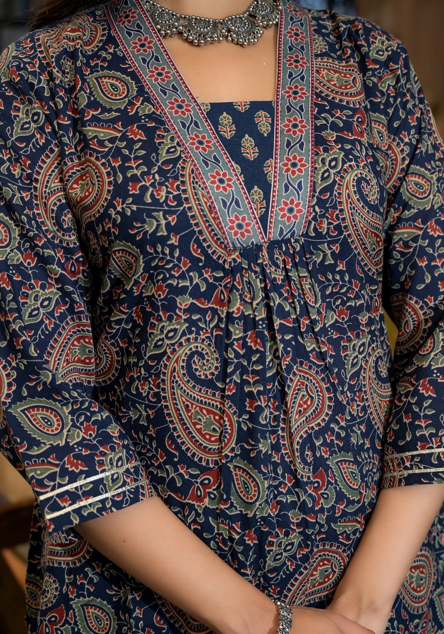 Women Blue Embroidery Viscose Rayon Kurta, Pant And Dupatta Set