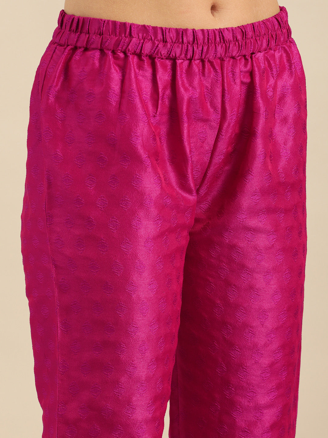 Dhiyona VR Women's Magenta Zari And Gota Patti Embroidery Kurta With Trouser With Multi Color Silk Dupatta