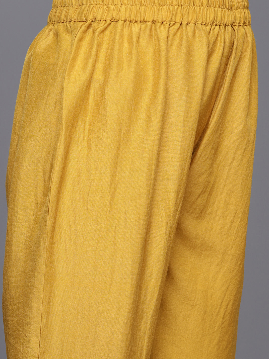 Dhiyona VR Women's Yellow Embroidered Kurta With Tonal Bottom And Tonal Dupatta
