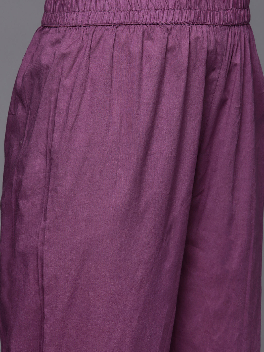 Dhiyona VR Women's Purple Thread Embroidered Kurta With Tonal Bottom And Dupatta
