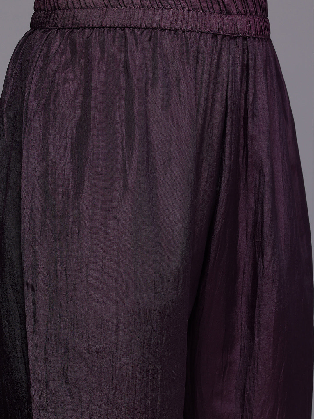 Dhiyona VR Women's Purple Thread Embroidered Sequins Embellished Straight Kurta Paired With Bottom And Dupatta