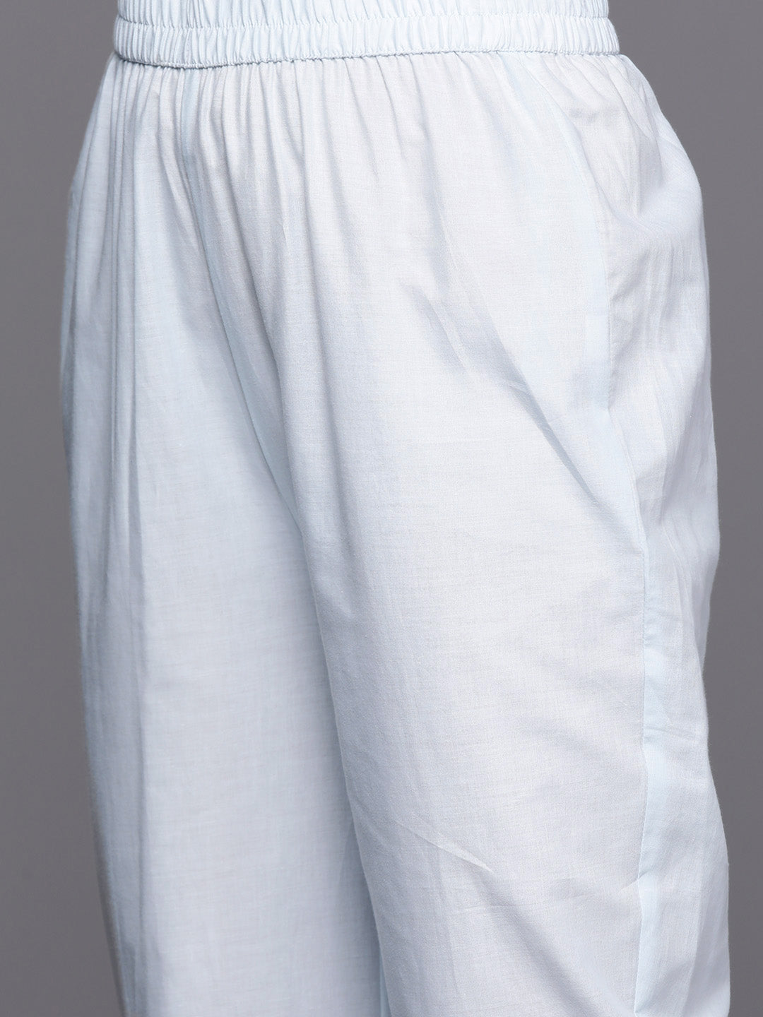 Dhiyona VR Women's Blue Sequin And Thread Embroidered A-Line Kurta Paired With Tonal Bottom And Tonal Embroidered Dupatta