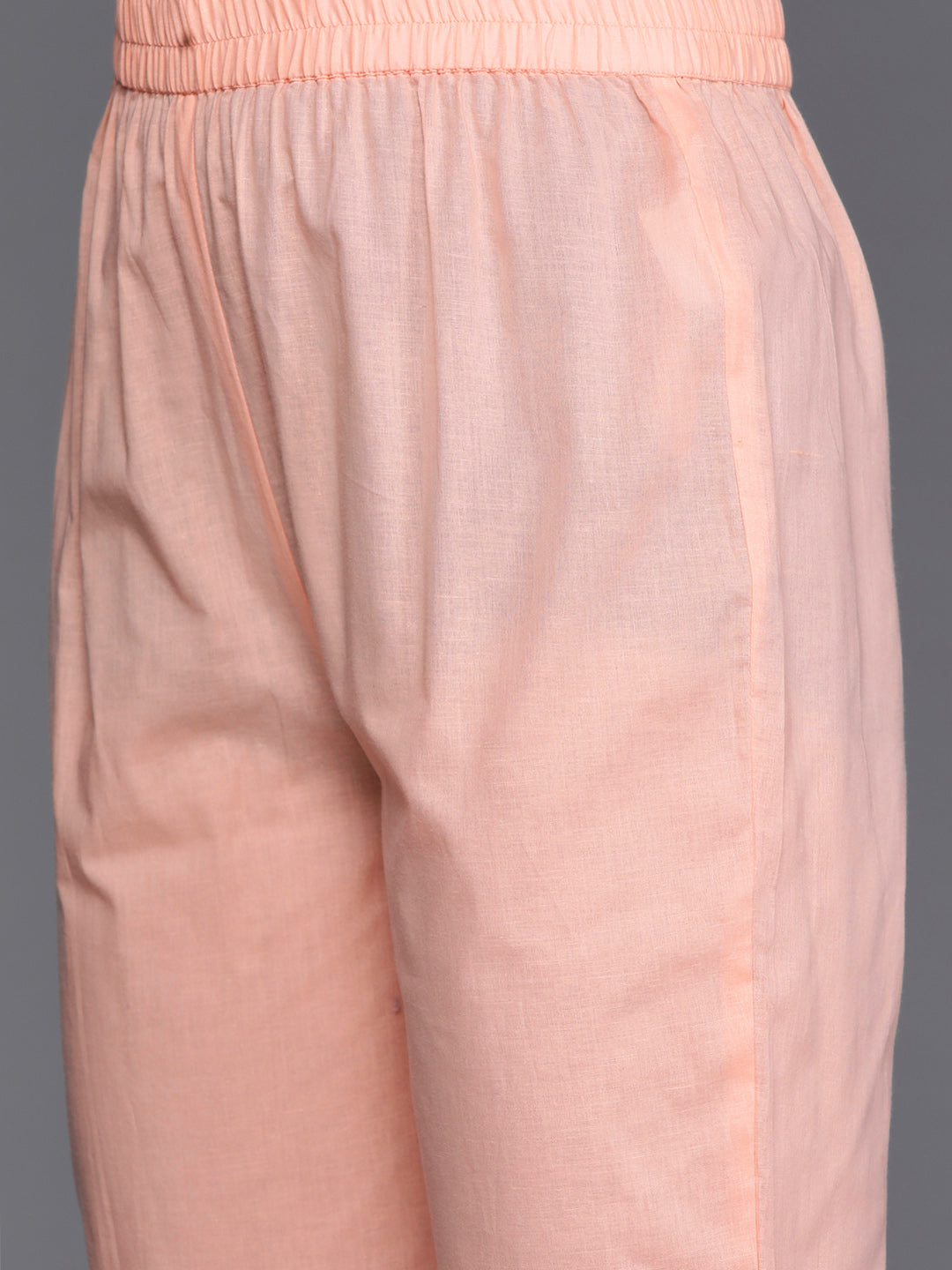 Dhiyona VR Women's Peach Thread And Sequins Embroidered Kurta With Tonal Bottom And Dupatta