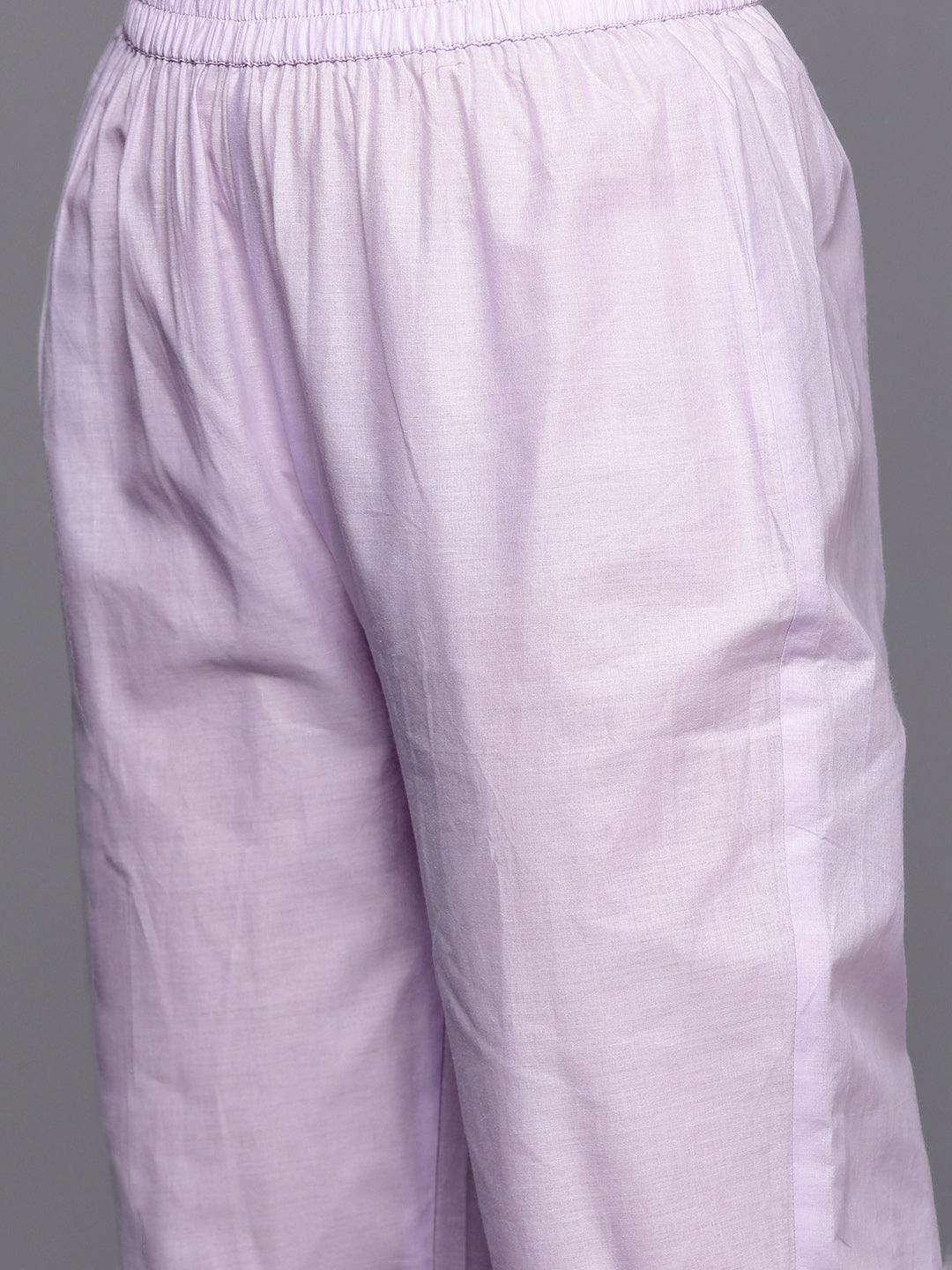 Dhiyona VR Women's Lavender Embroidered A-Line Empire Kurta Paired With Tonal Bottom And Tonal Embroidered Dupatta