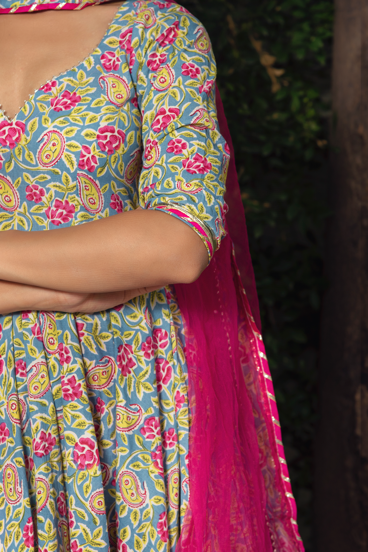 Jaipuri Hand Block Cotton Anarkali Set