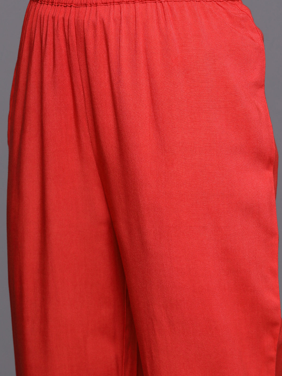 Dhiyona VR Women's Red Floral Printed Anarkali Kurta Paired With Tonal Bottom And Dupatta