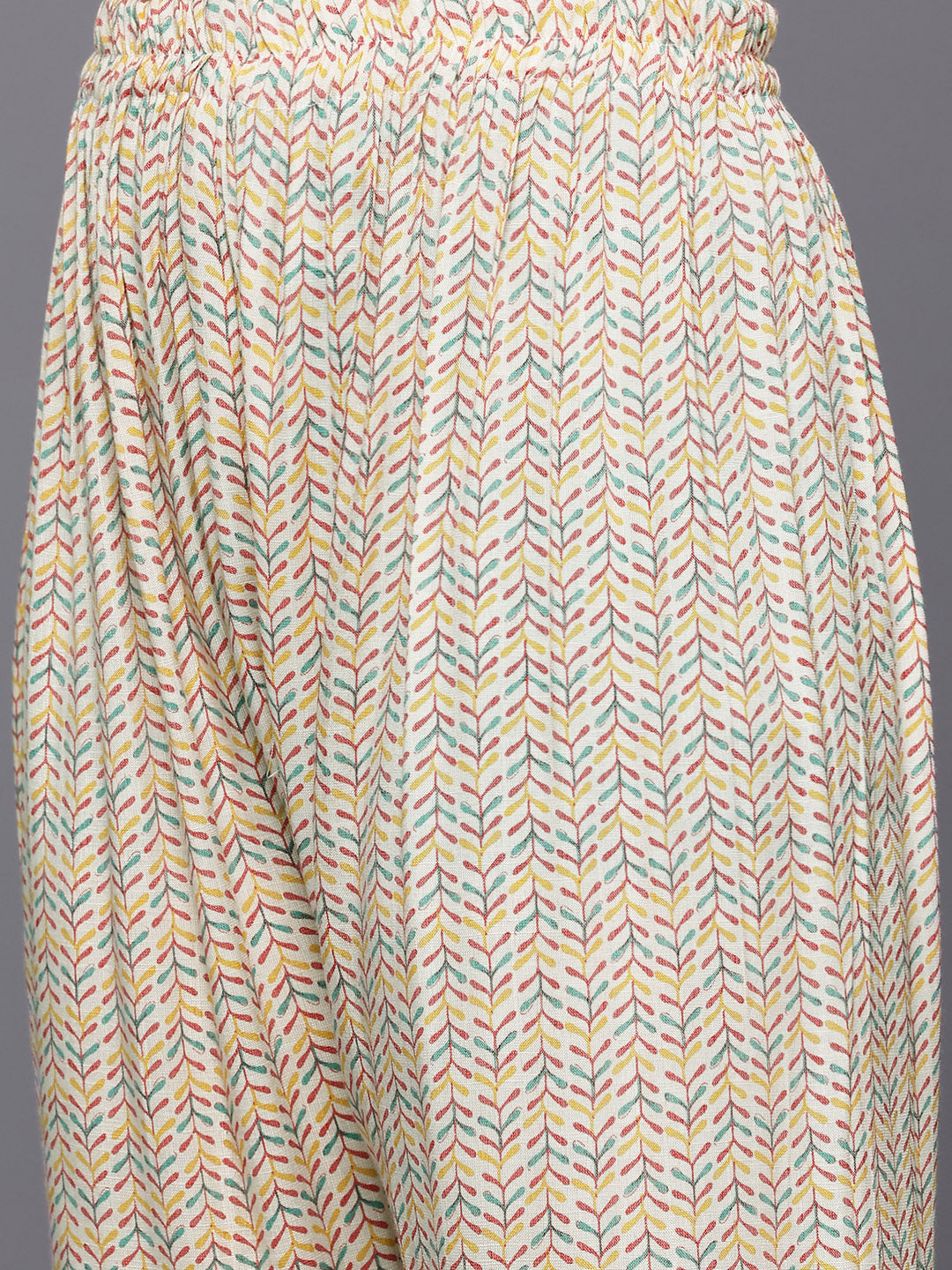 Dhiyona VR Women's Mint Green Round Neck Embroidered Yoke Printed Kurta Paired With Printed Bottom & Tie-Dye Dupatta