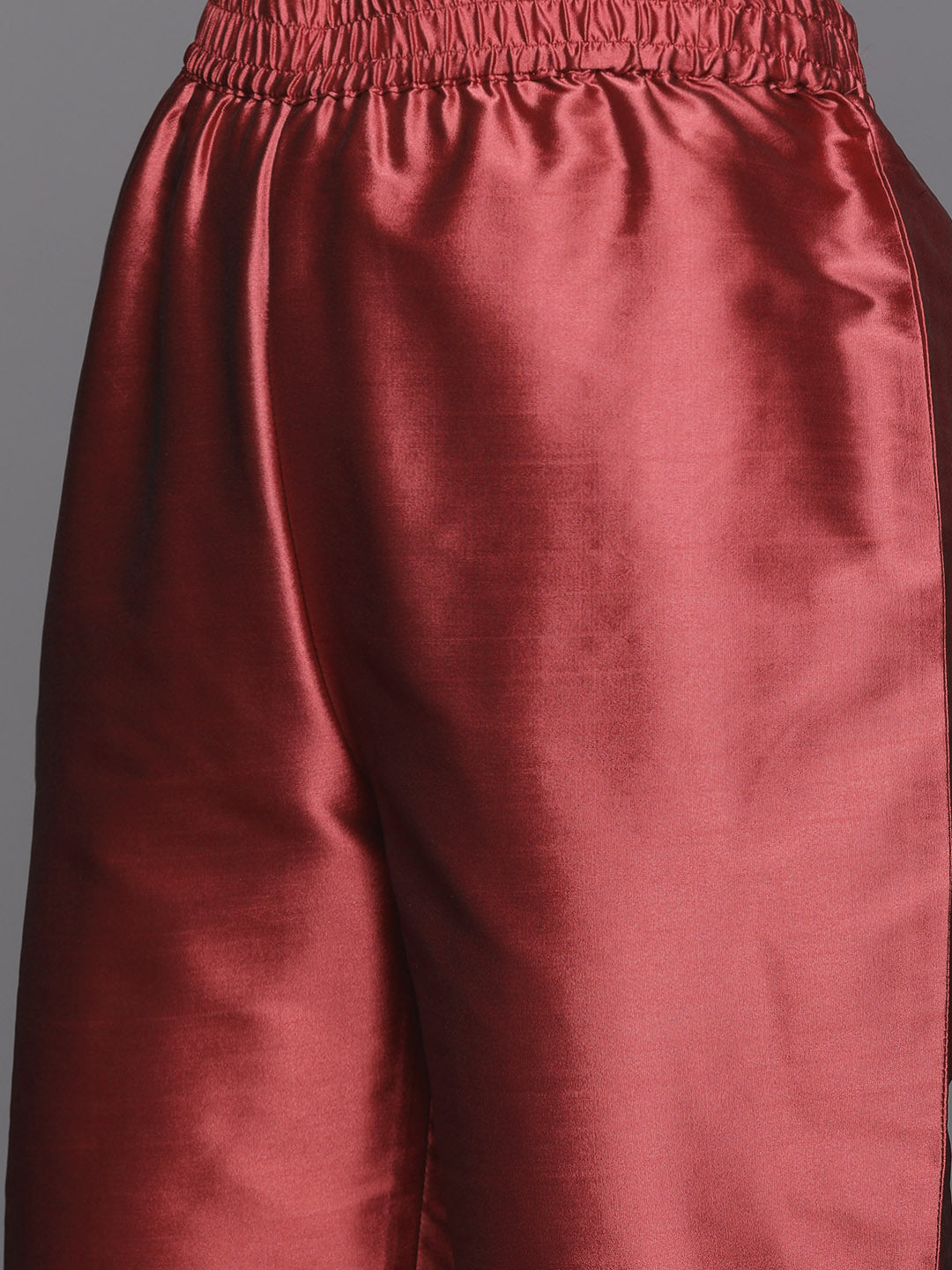 Dhiyona VR Women's Burgundy Strap Kurta With Tonal Bottom And Tonal Dupatta