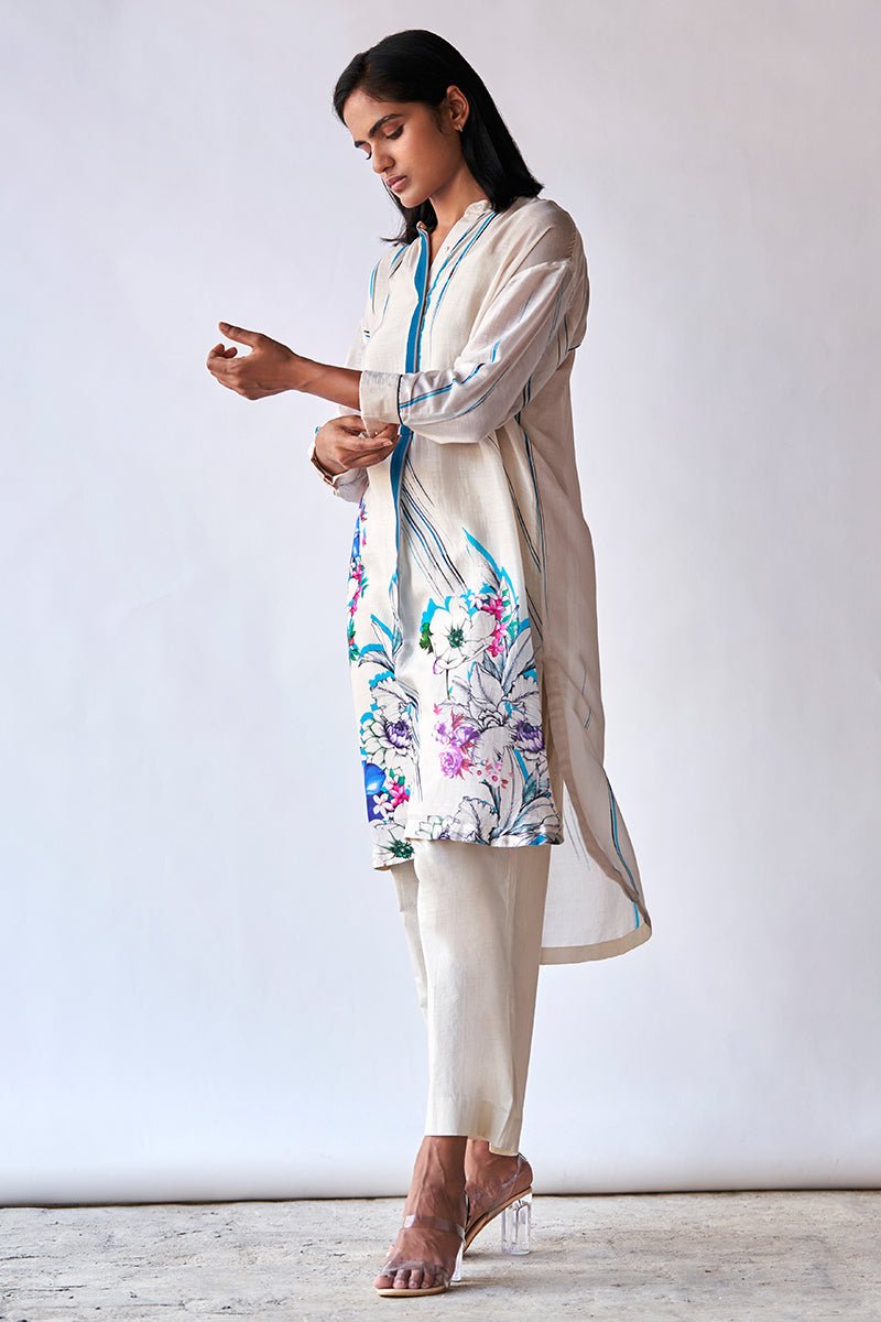 Women's Tofu Cream Bemberg Silk Co-ord Set