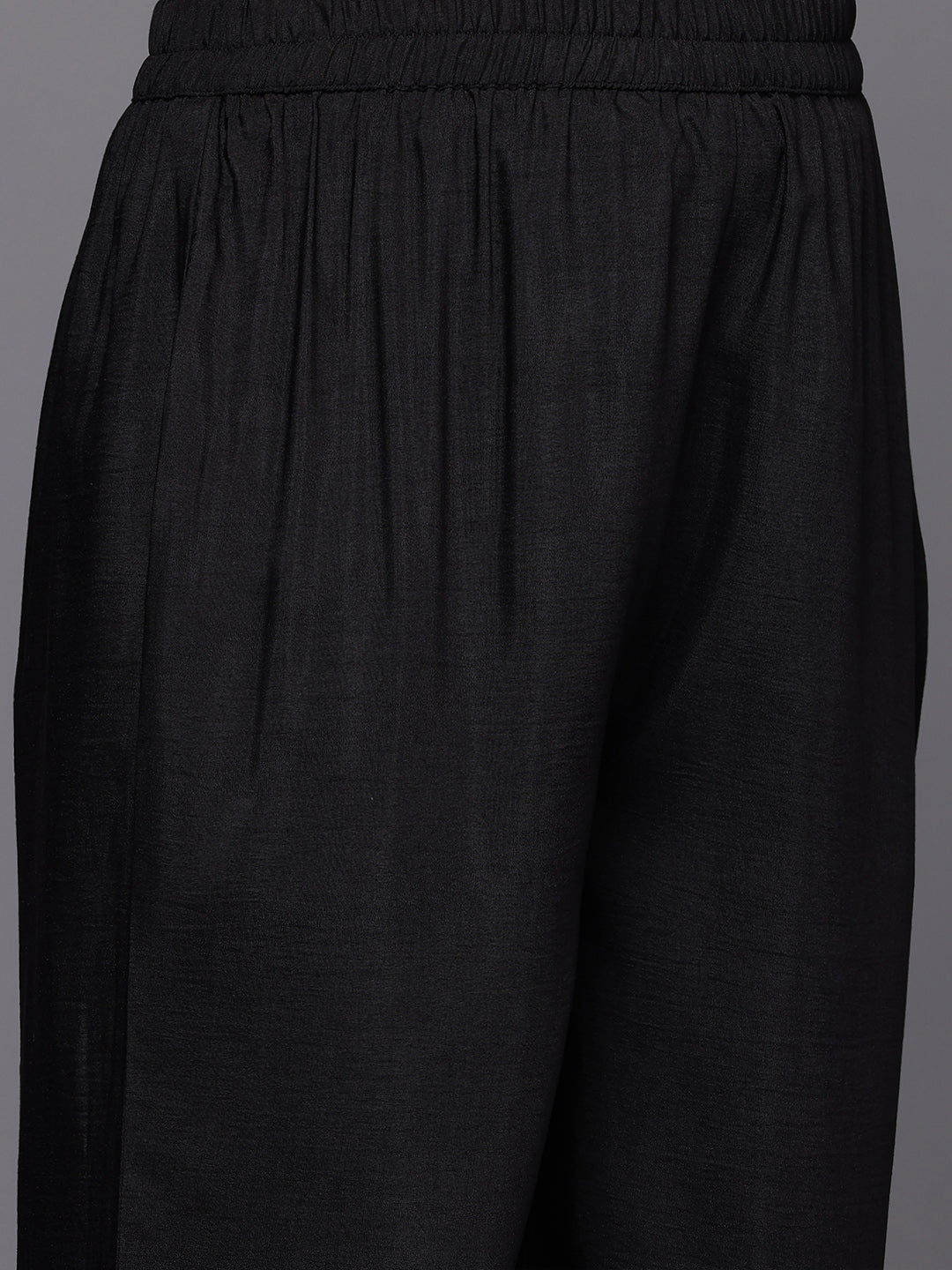 Dhiyona VR Women's Black Floral Printed Embellished Anarkali Kurta Paired With Bottom And Printed Dupatta