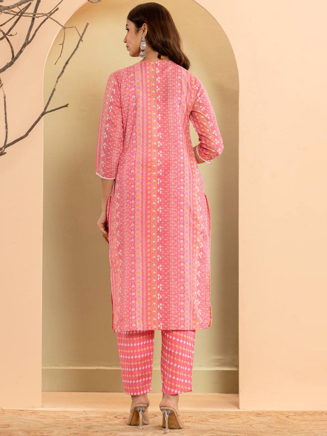 Dhiyona VA Women'sEthnic Motifs Printed Regular Mirror Work Kurta with Trousers & With Dupatta