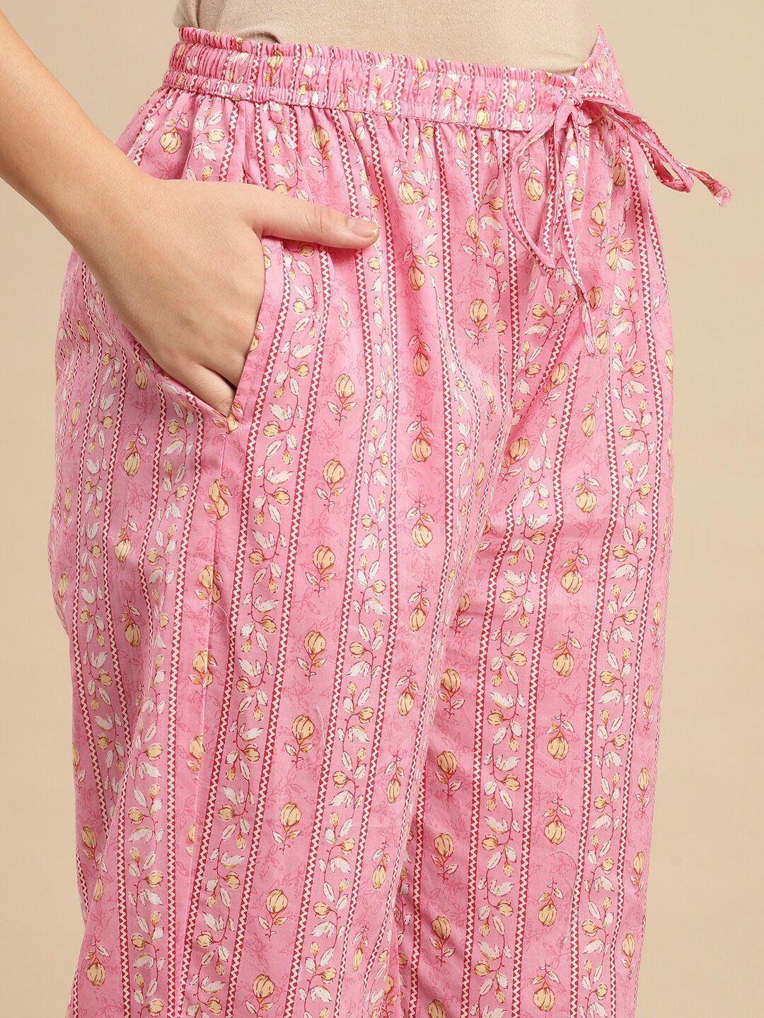 Dhiyona SN Women's Floral Printed Pure-Cotton Straight Kurta With Trouser & Dupatta