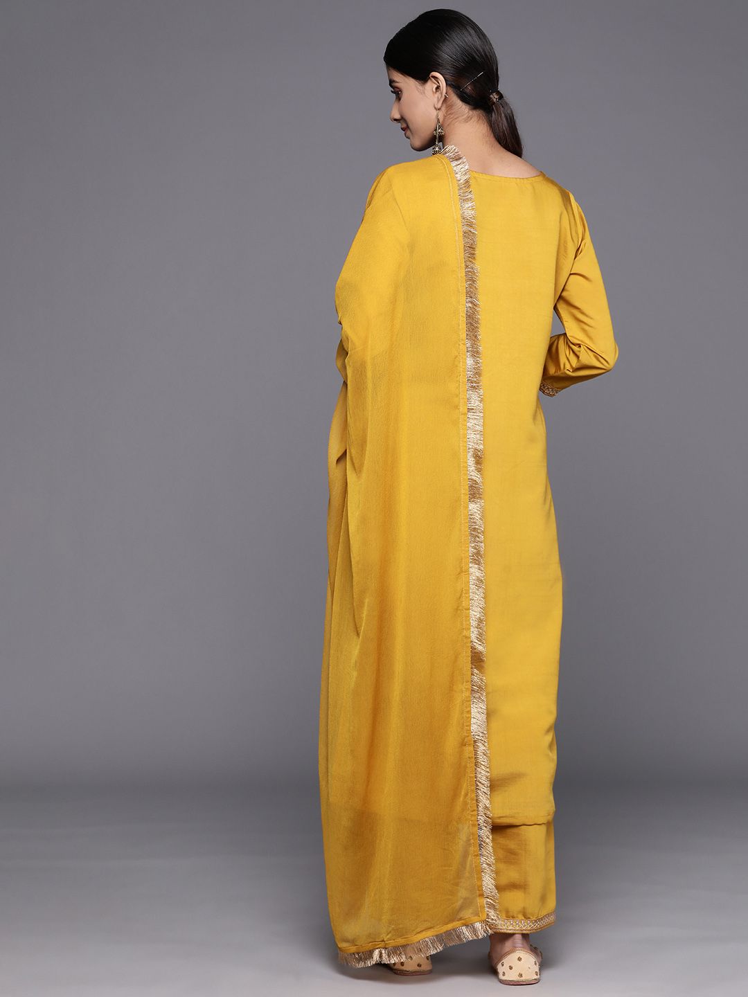 Dhiyona VA Women'sEthnic Motifs Embroidered Regular Thread Work Kurta with Trousers & With Dupatta