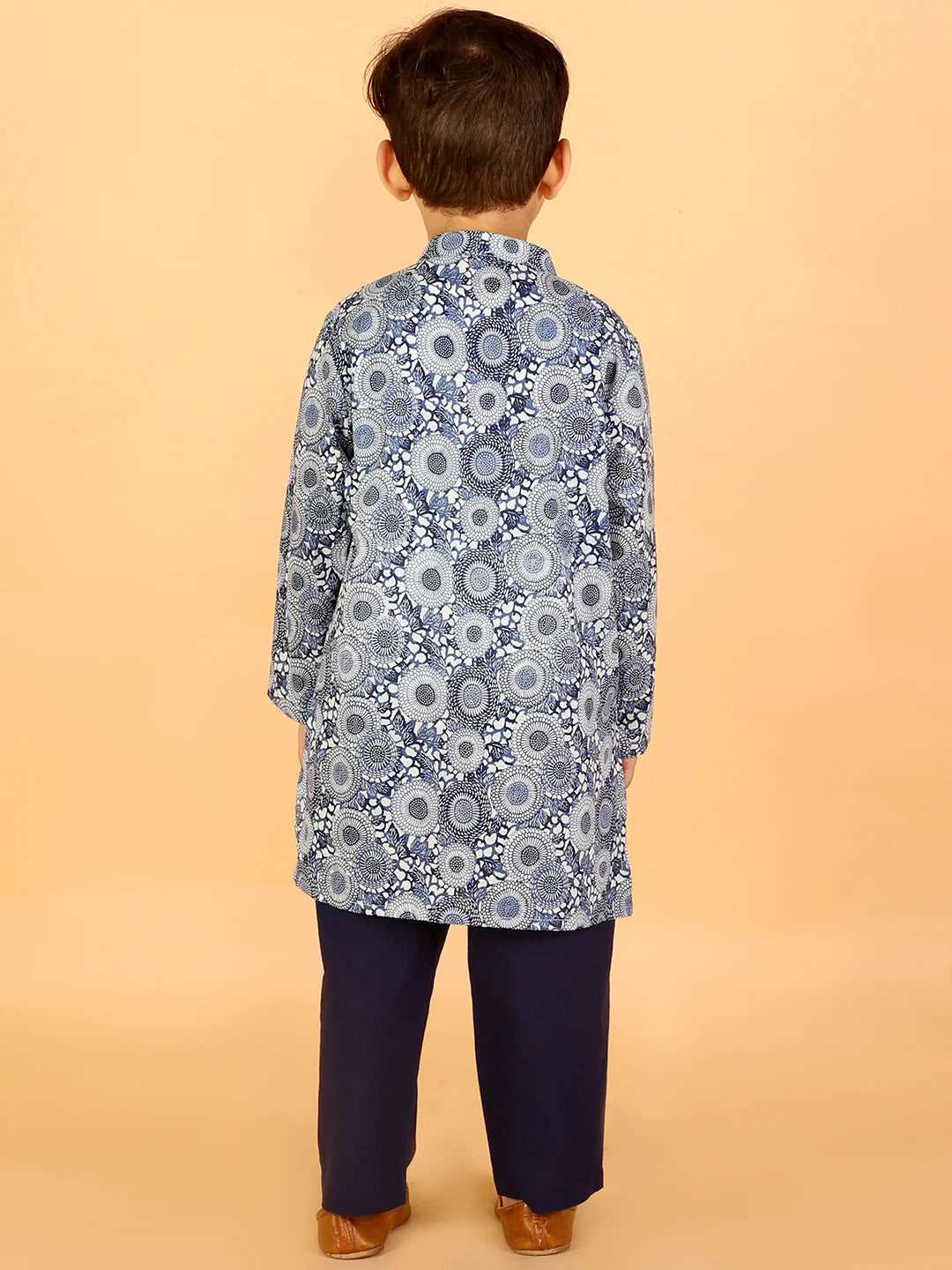 Boys stylish Folklore print cotton kurta with pyjama set