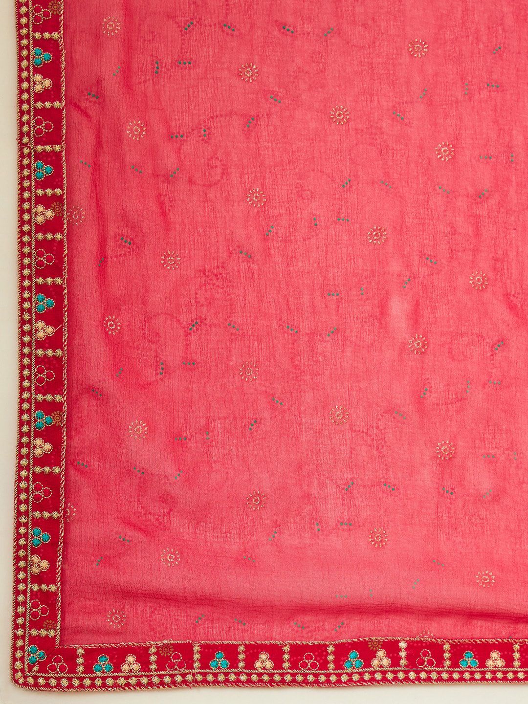 Dhiyona SO Women's Alina Cut Fuchsia Ethnic Motifs Embroidered Pleated Sequinned Kurta With Trousers & Dupatta