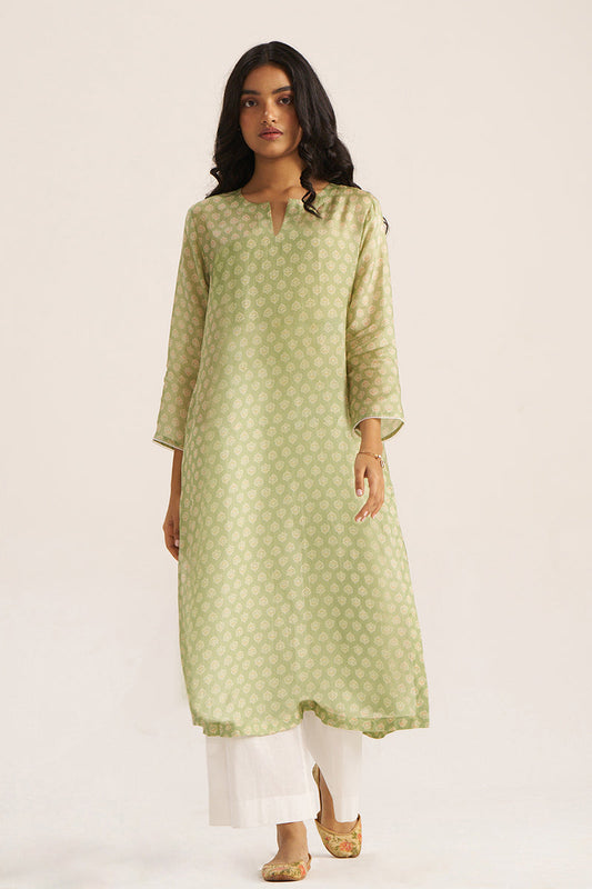 Women's Pistachio Green Silk Kurta