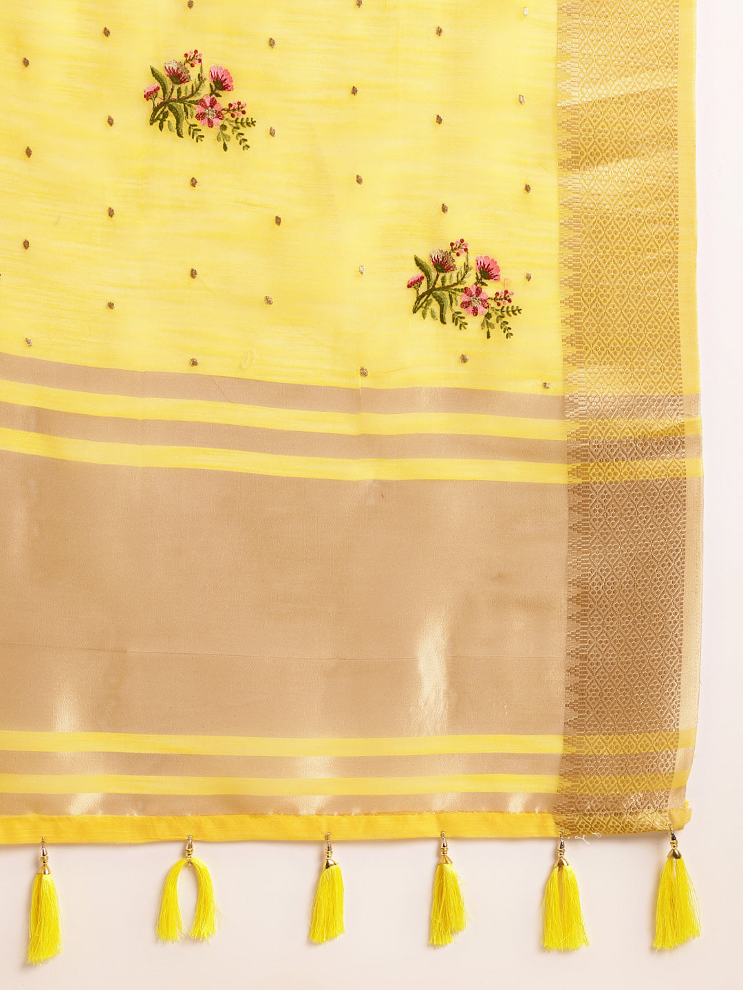 Dhiyona GR Women's Kashmira Yellow Cotton Silk Saree