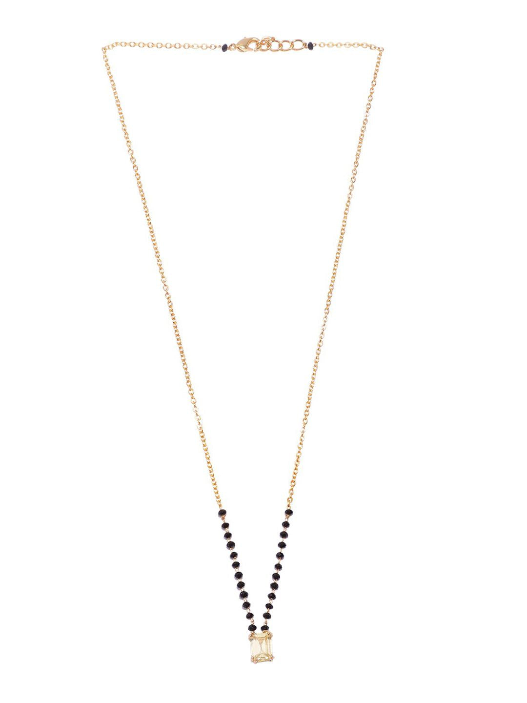 Dhiyona RJ Women's 18K Gold Plated Elegant AD Studded & Black Beads Mangalsutra for Women