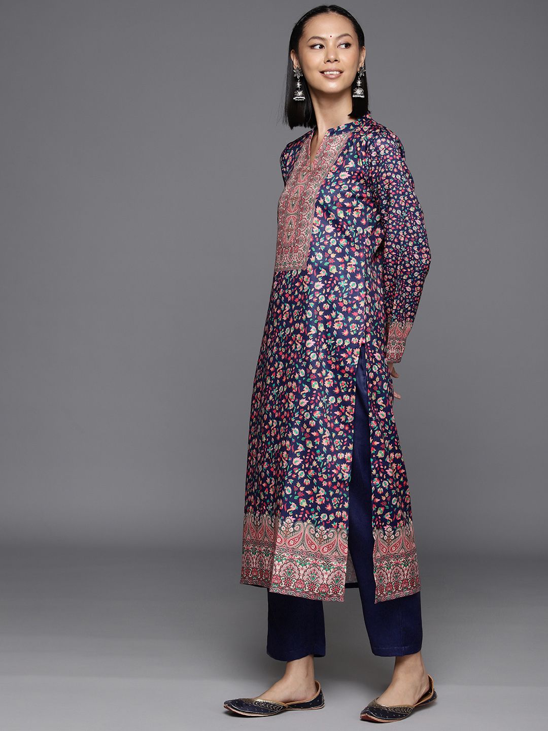 Dhiyona VA Women'sFloral Printed Kurta with Trouser & Dupatta