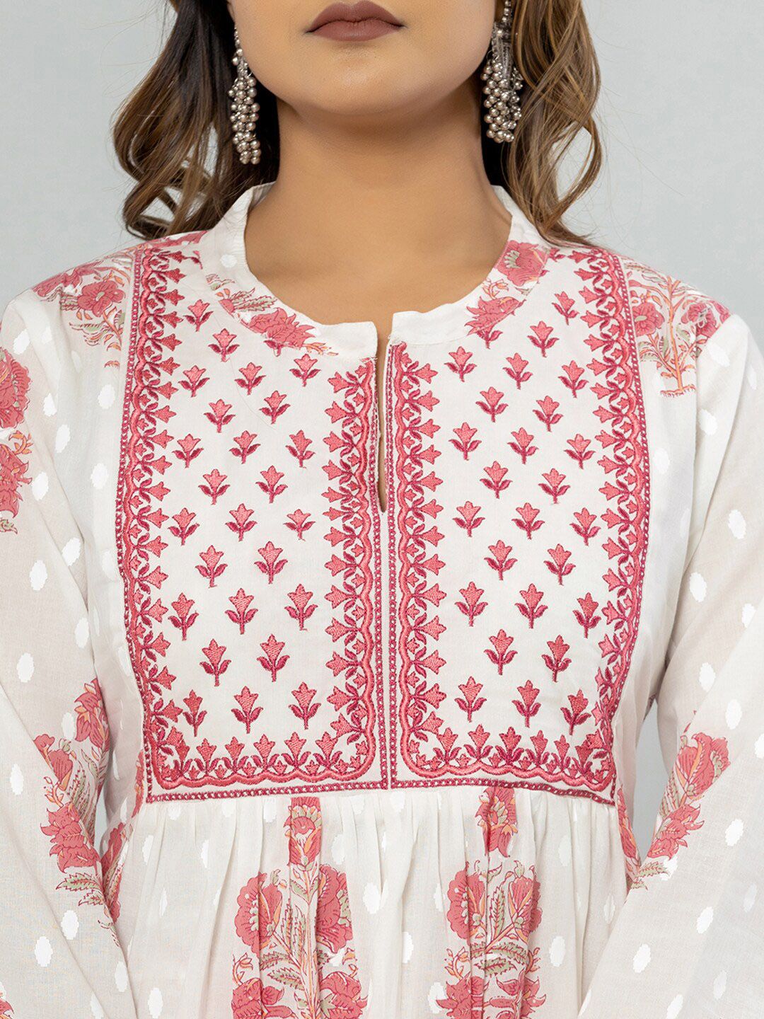 Dhiyona IE Ethnic Motifs Printed Empire Pure Cotton Kurta with Palazzos & Dupatta