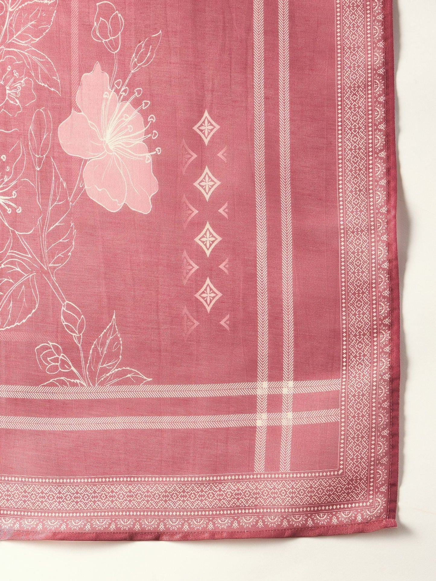 Dhiyona IE Floral Printed Sequinned Straight Kurta With Trousers And Dupatta