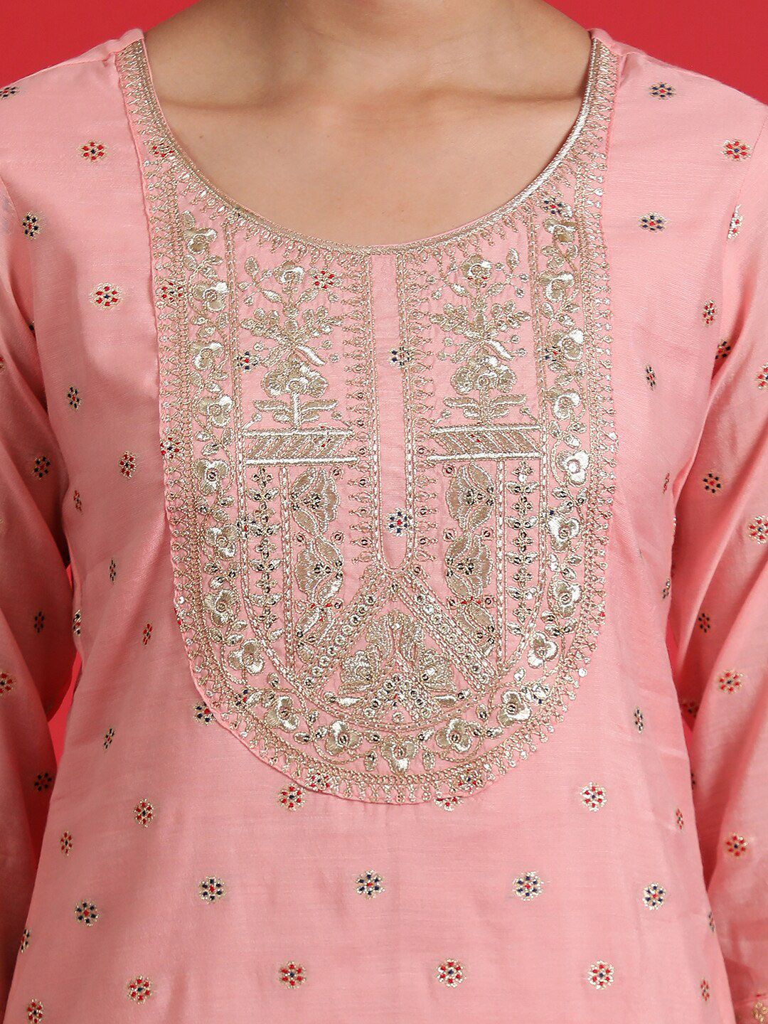 Dhiyona IE Ethnic Motifs Embroidered Regular Sequinned Kurta with Trousers & Dupatta