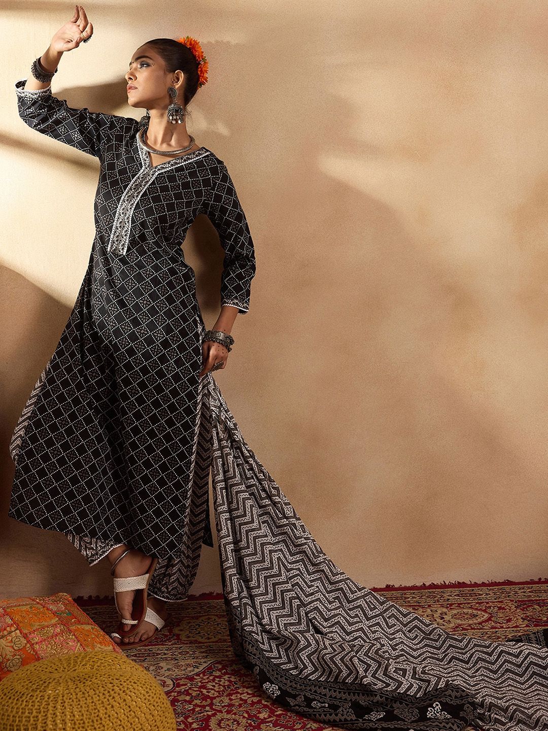 Printed Regular Pure Cotton Kurta with Salwar & Dupatta