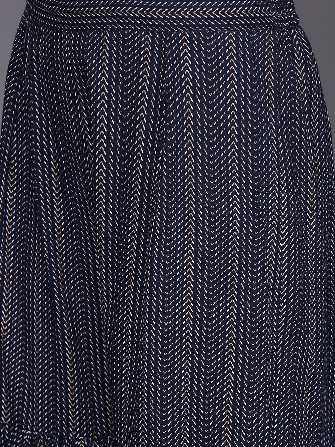Dhiyona IE Women Navy Blue Printed Pure Cotton Kurta with Sharara