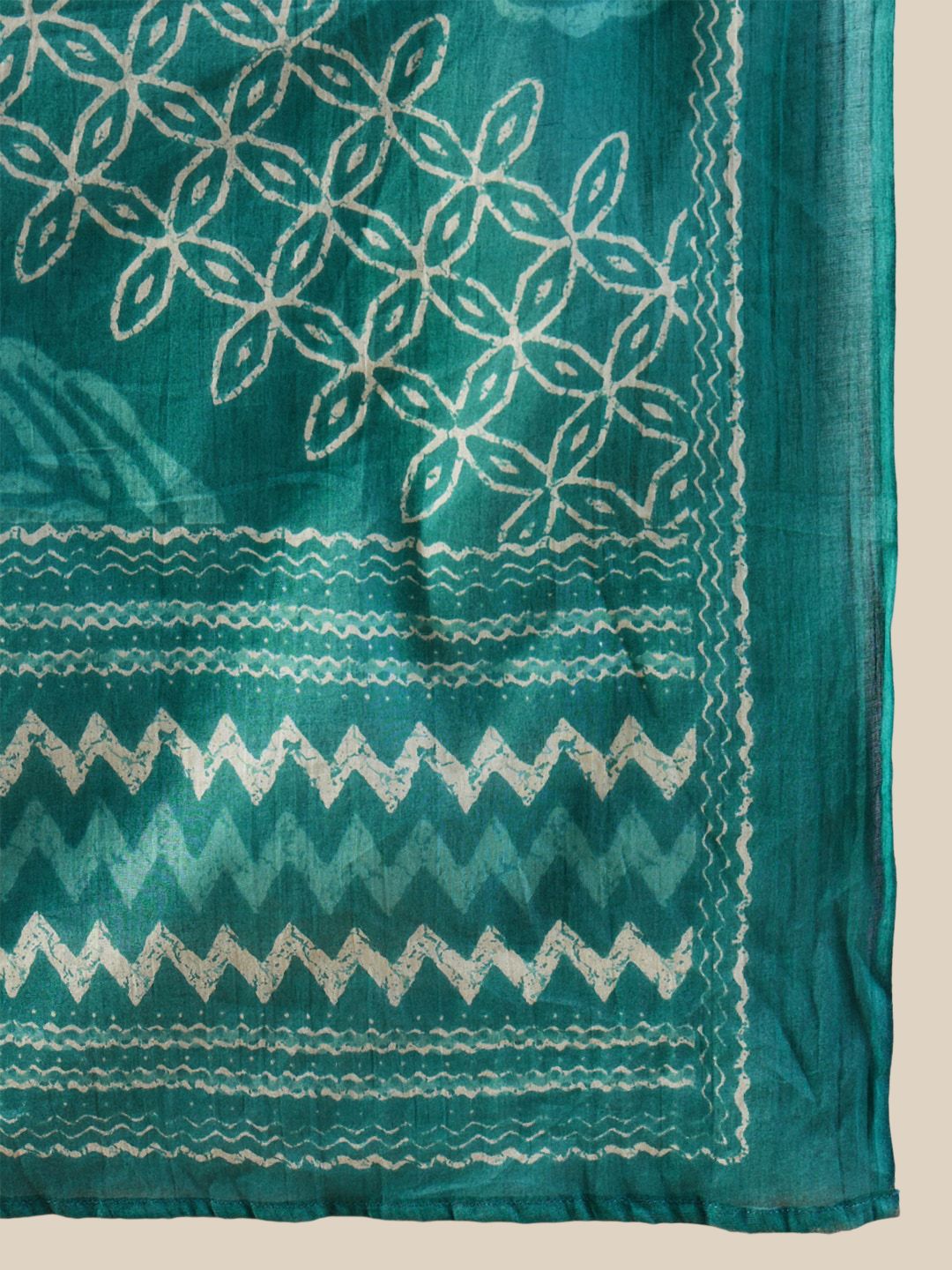 Dhiyona IE Chevron Printed Mandarin Collar Pure Cotton Kurta with Trousers & With Dupatta