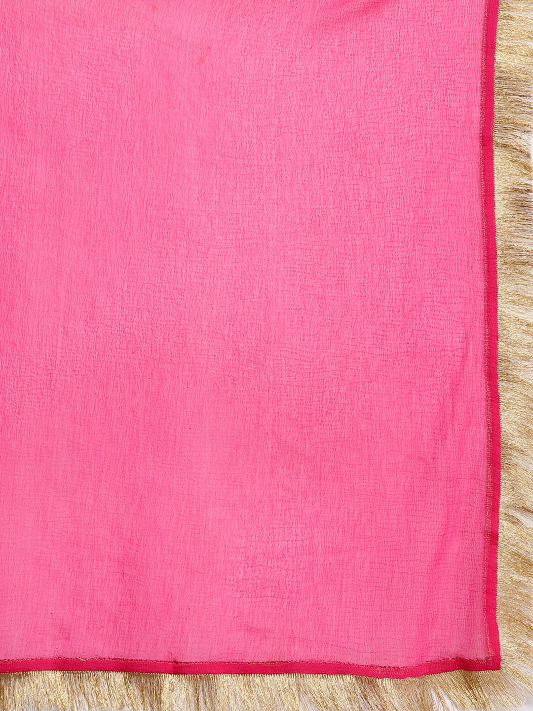 Dhiyona VA Women's Fuchsia Striped Gotta Patti Kurta with Trousers & With Dupatta