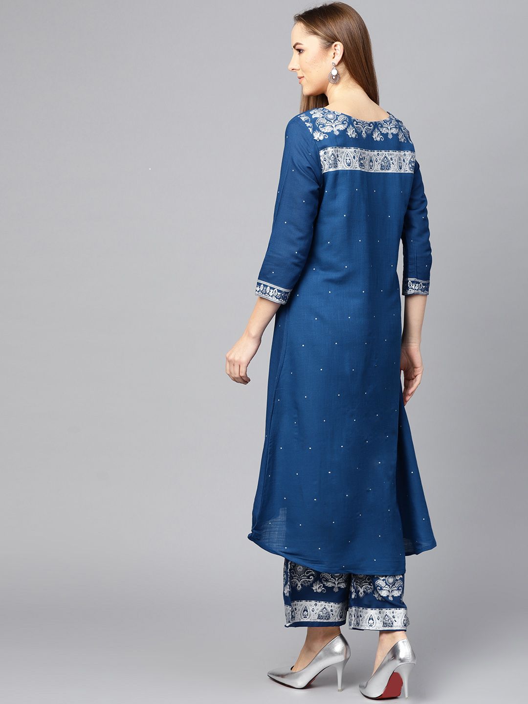 Dhiyona IS Women's Women Blue Printed Kurta with Palazzos