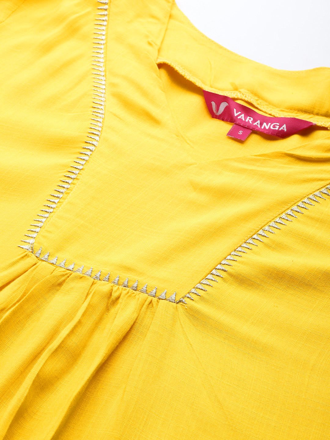Dhiyona VA Women's Yellow Yoke Design Kurta with Palazzos & With Dupatta
