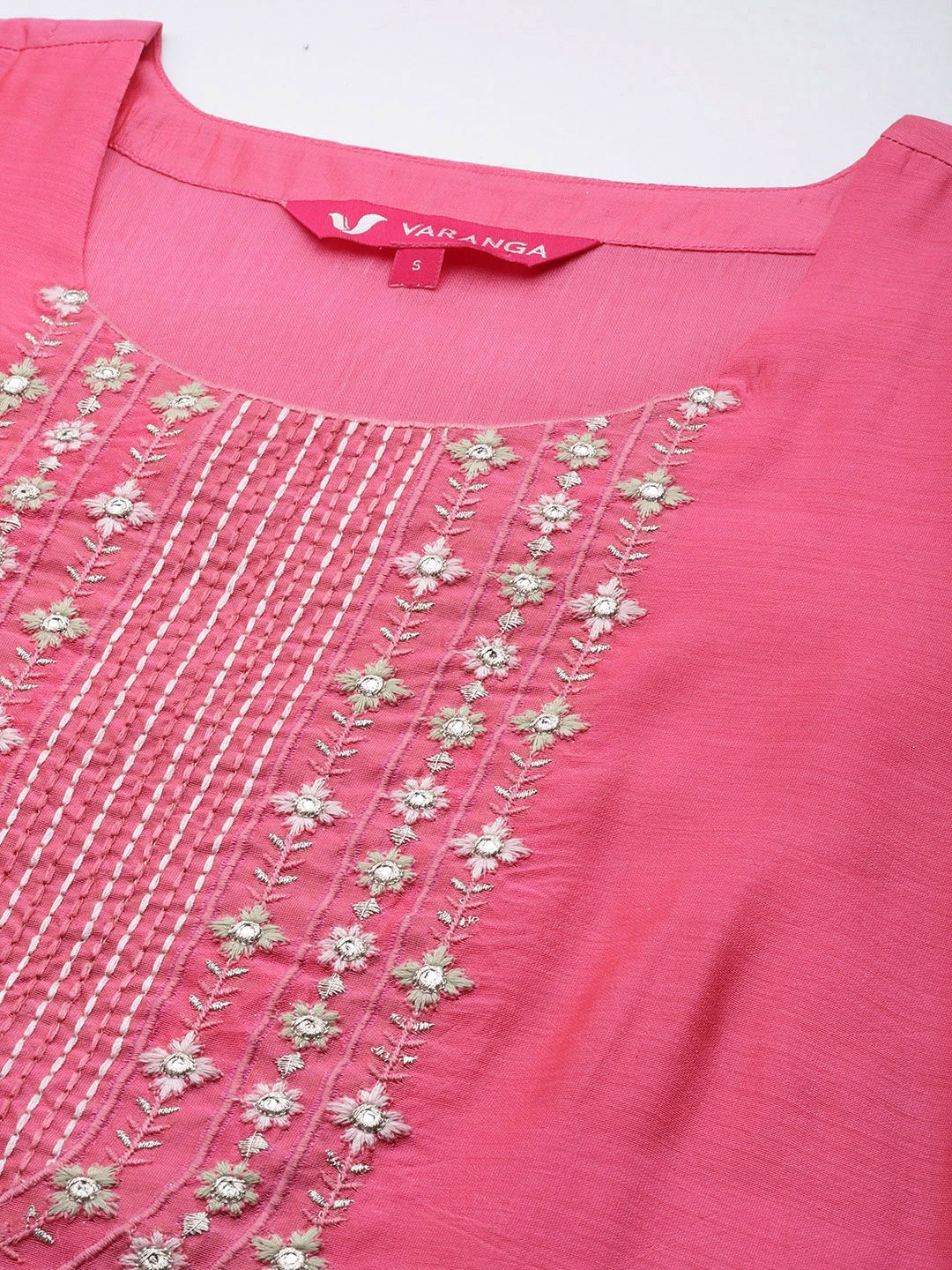 Dhiyona VA Women's Pink Yoke Design Kurta with Trousers & With Dupatta