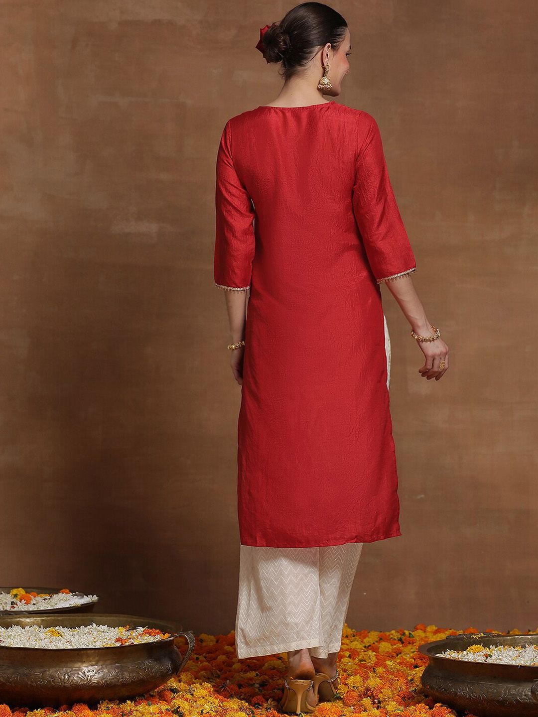 Dhiyona IE Pack of 2 Ethnic Motifs Embroidered Straight Kurta
