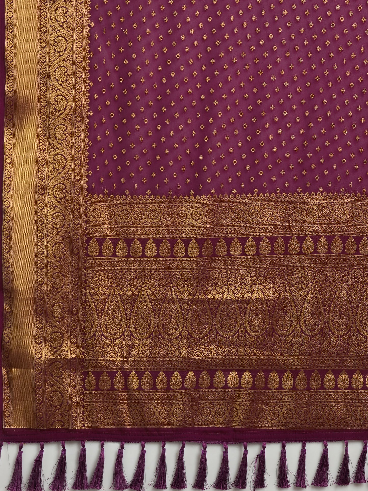 Women's Georgette Burgundy Woven Design Designer Saree With Blouse Piece
