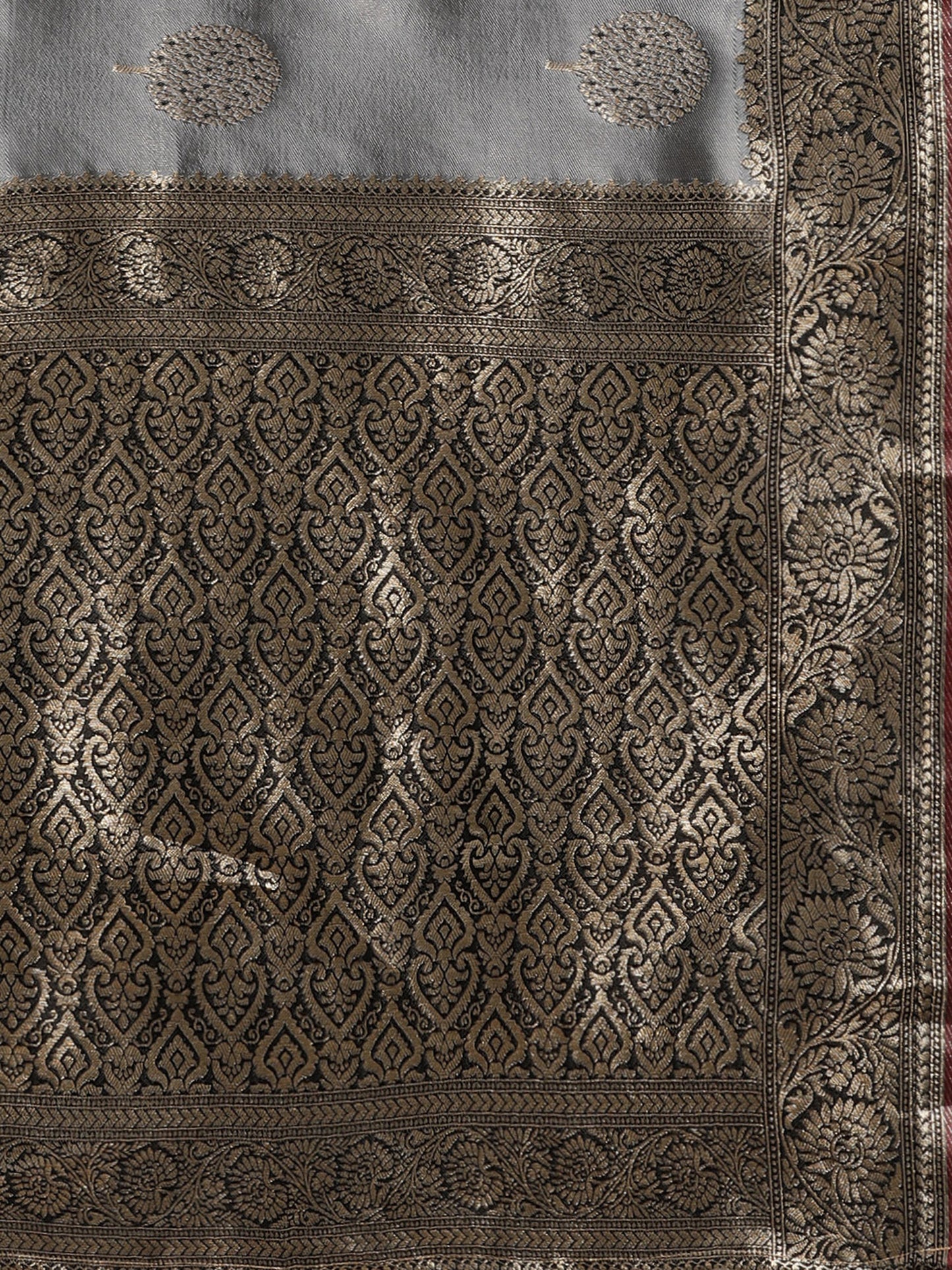 Women's Silk Blend Grey Woven Design Designer Saree With Blouse Piece