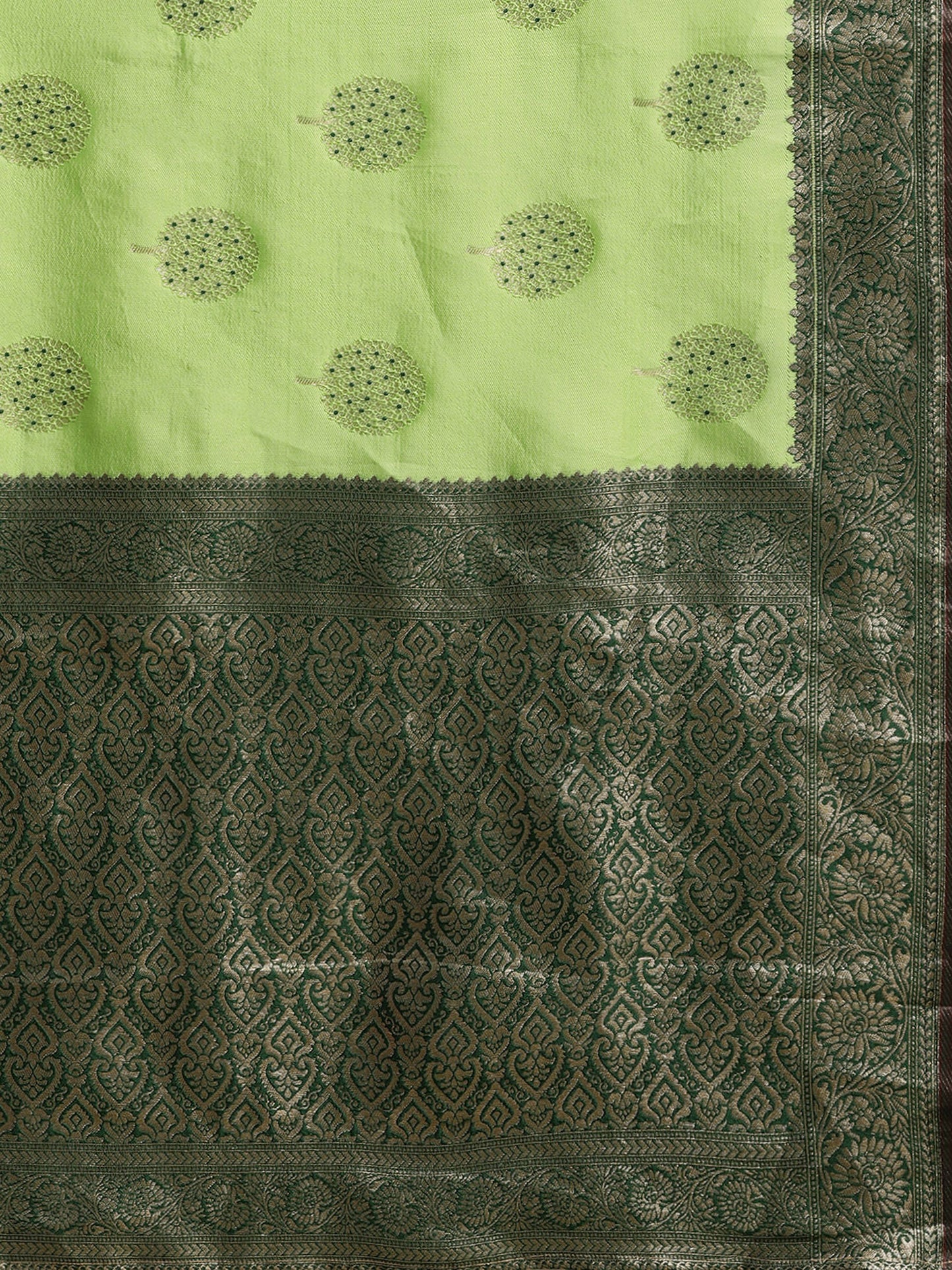 Women's Silk Blend Green Woven Design Designer Saree With Blouse Piece