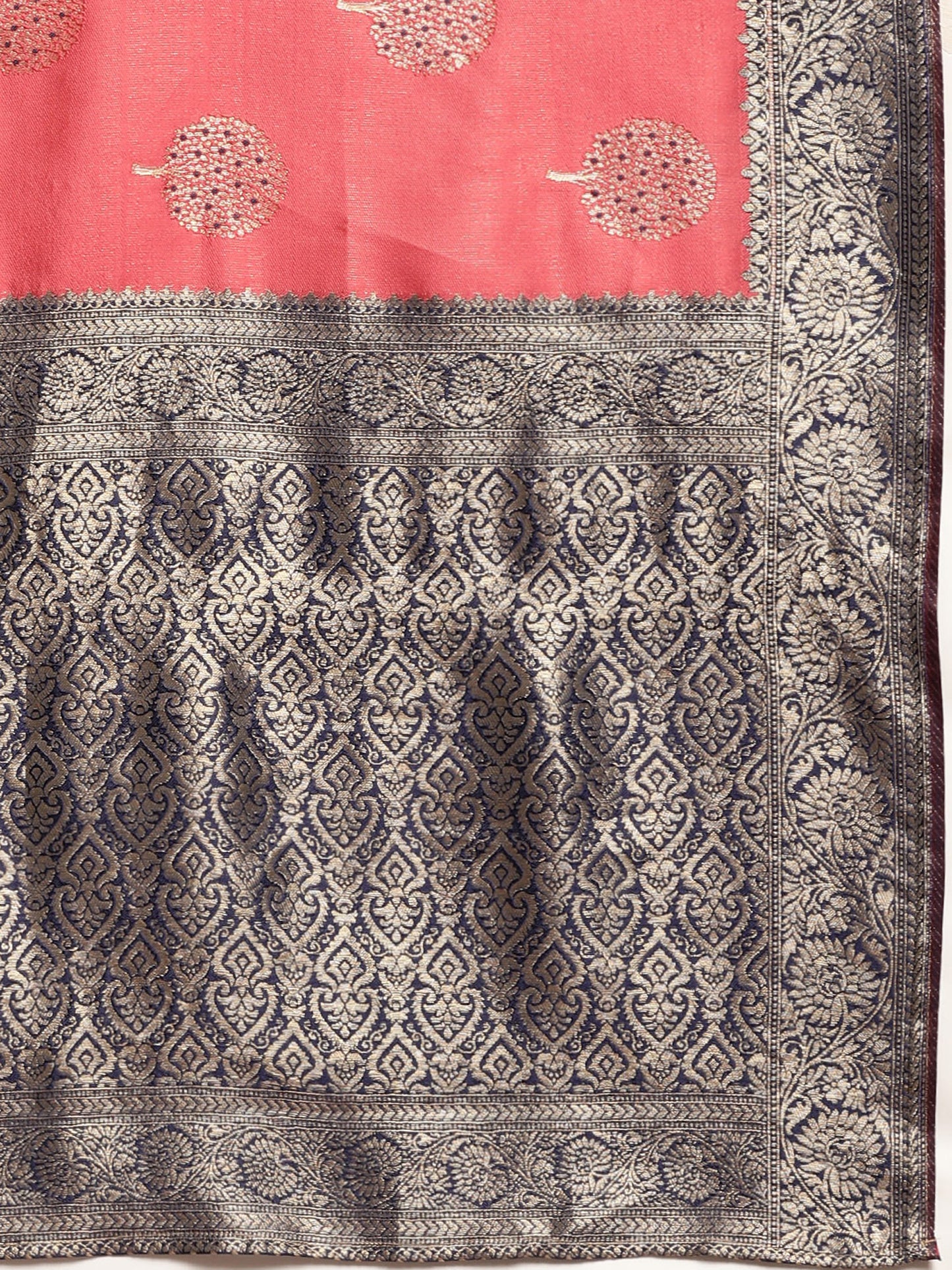 Women's Silk Blend Pink Woven Design Designer Saree With Blouse Piece